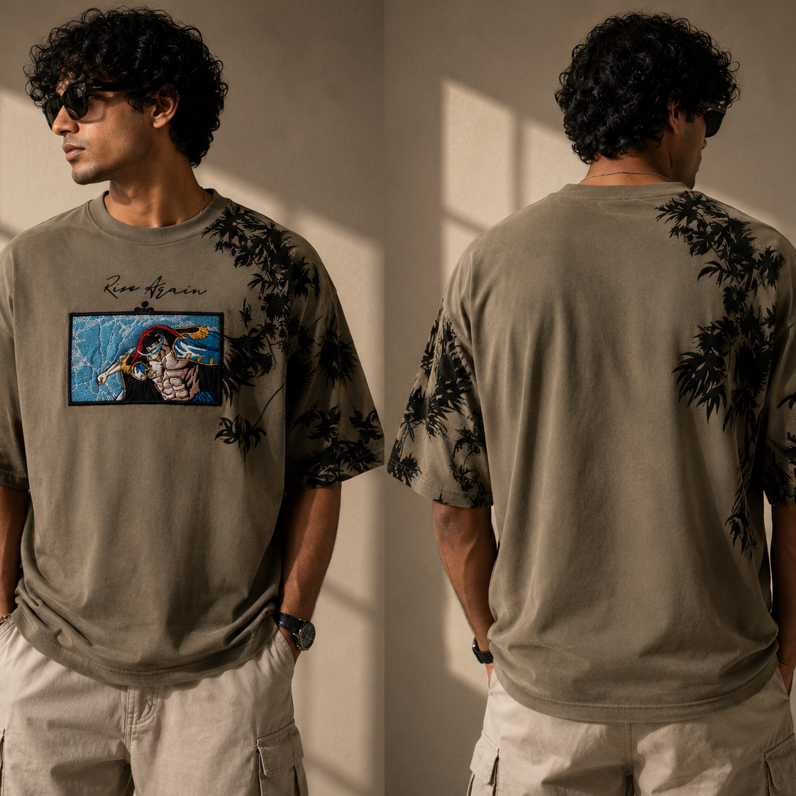 White Beard Anime Embroidery T-Shirt