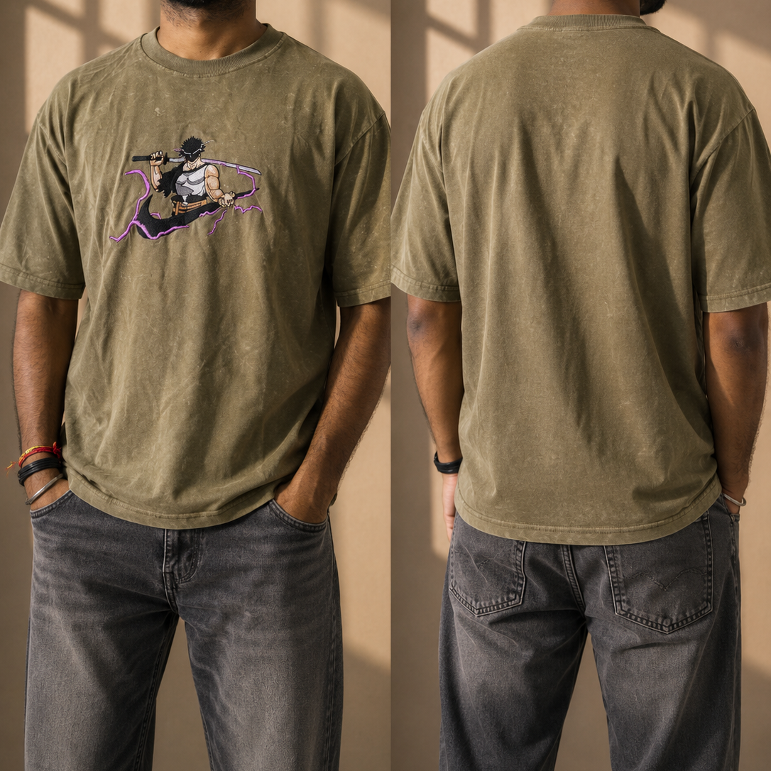 Shadow Warrior Embroidered T-Shirt | Olive – Adenva