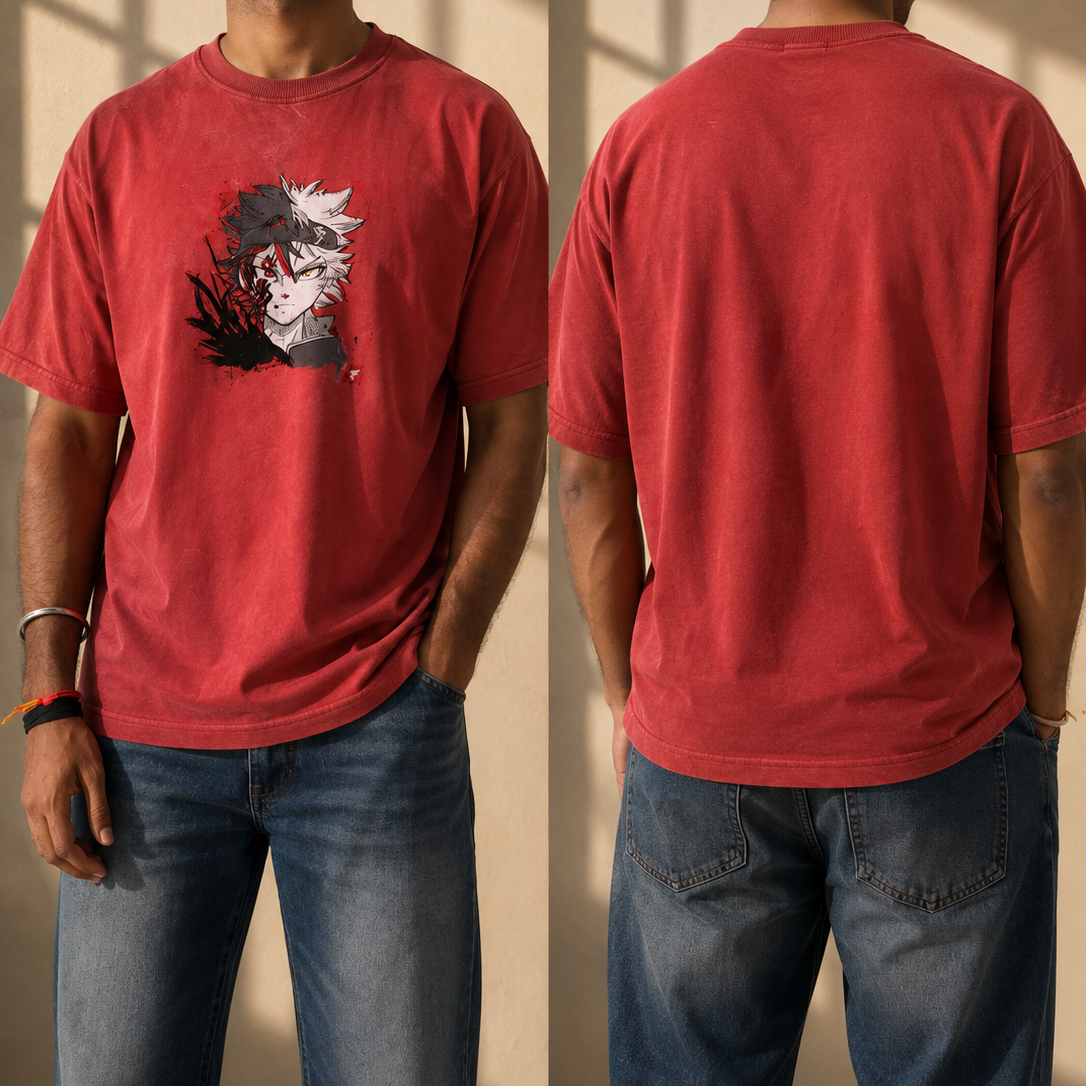 Crimson Anime Graphic T-Shirt