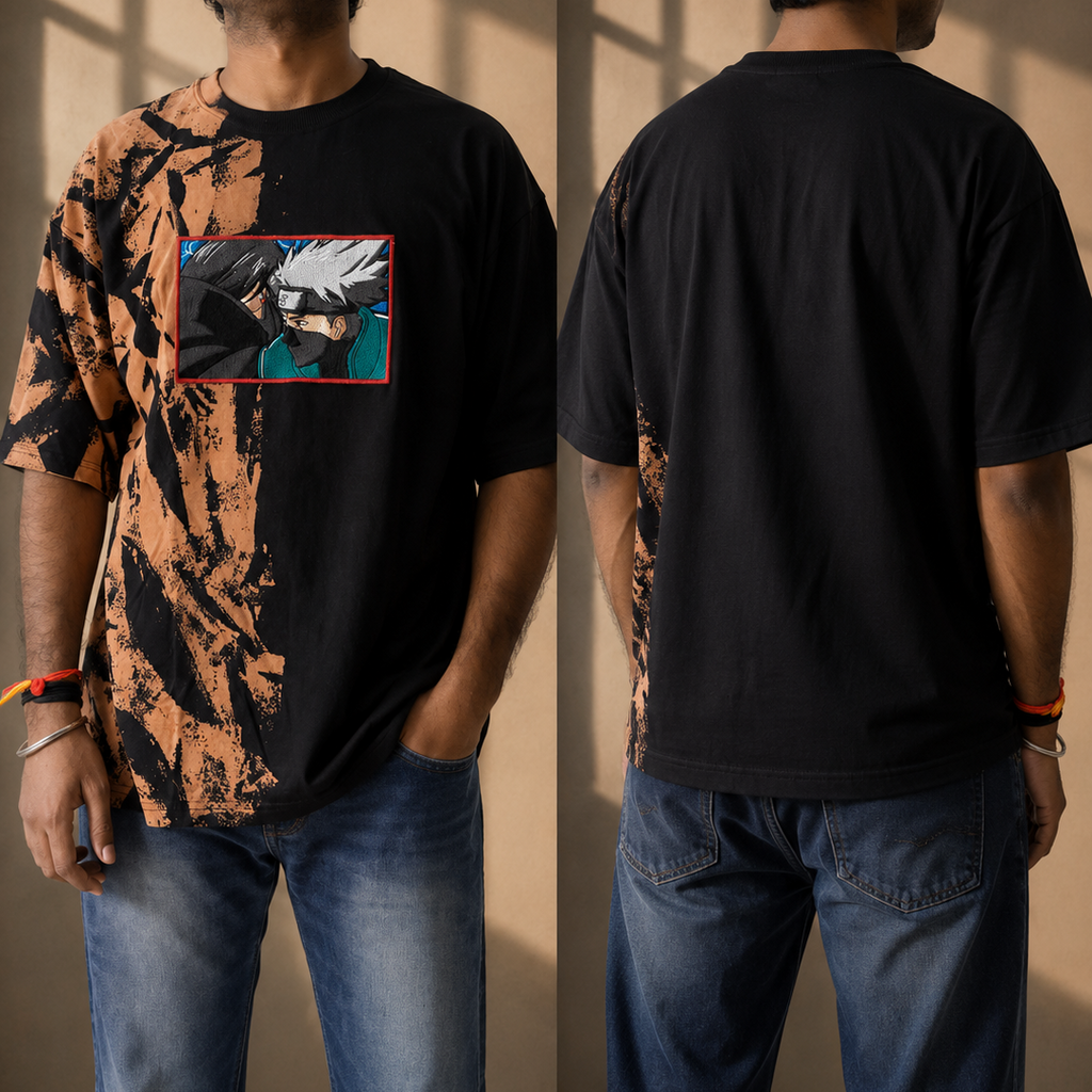 Kakashi Embroidered Anime Streetwear T-Shirt