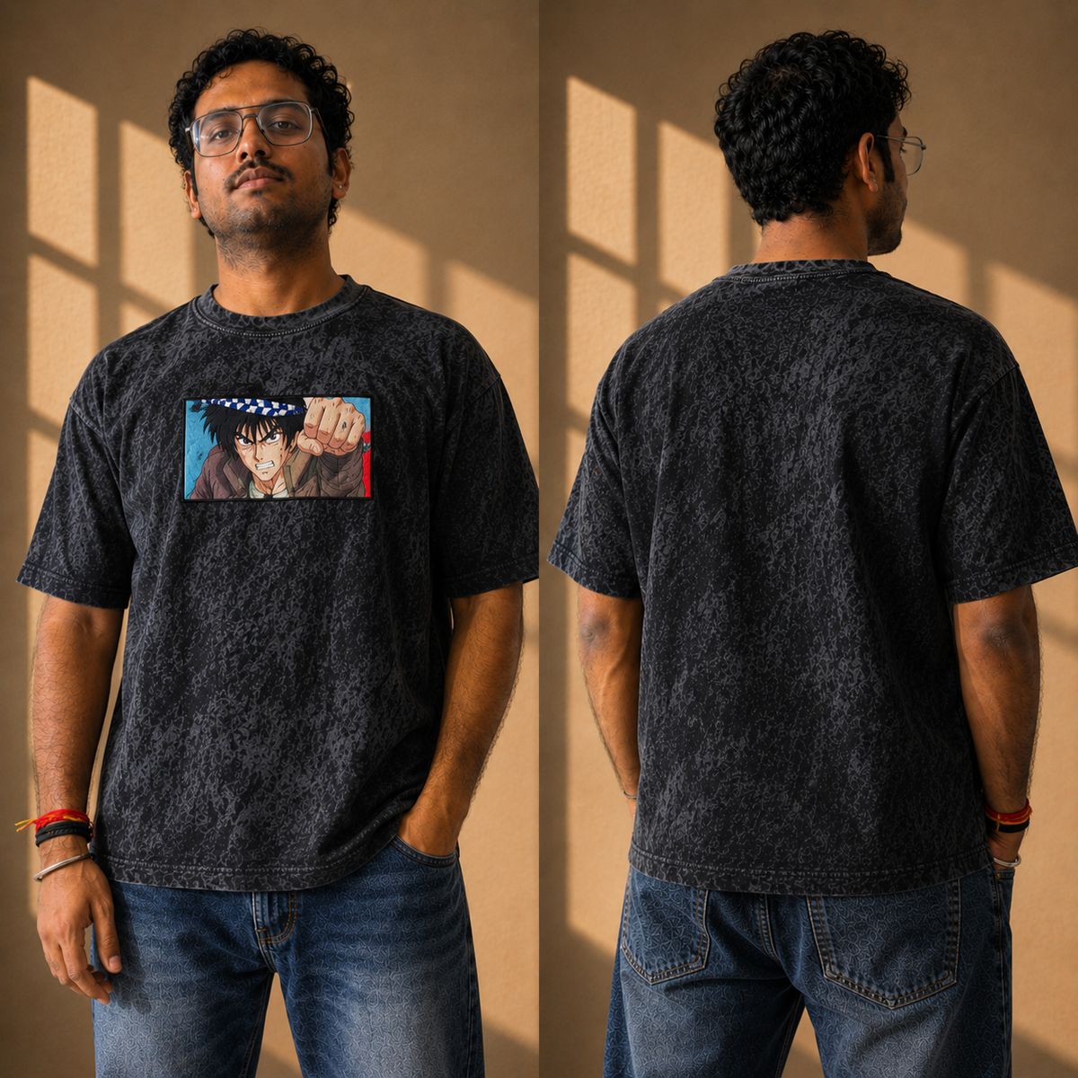 Warrior Embroidered Anime Streetwear T-Shirt